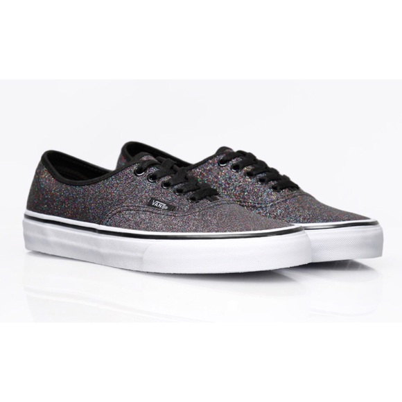 vans authentic glitter rainbow black